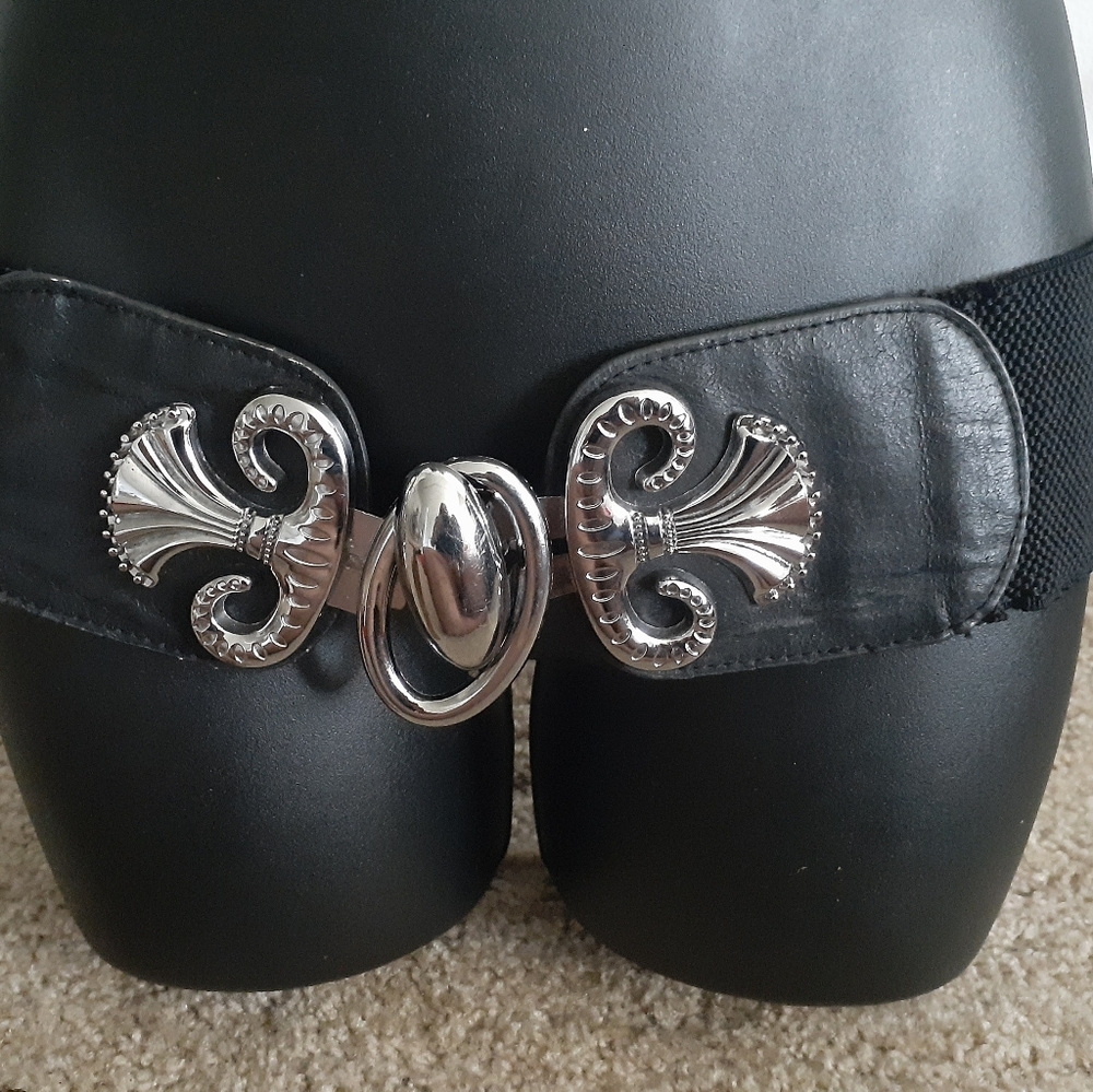 Black belt with silver design